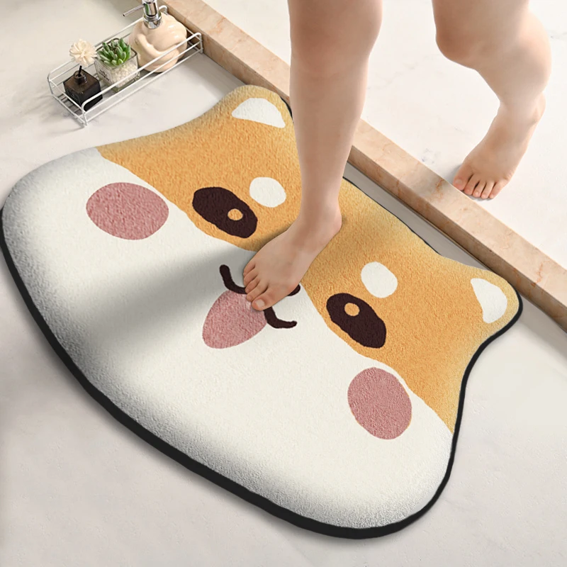 Thickened special-shaped bathroom absorbent floor mat flannel toilet